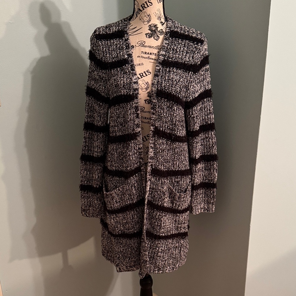 August Silk Black and Gray Women's Cardigan
